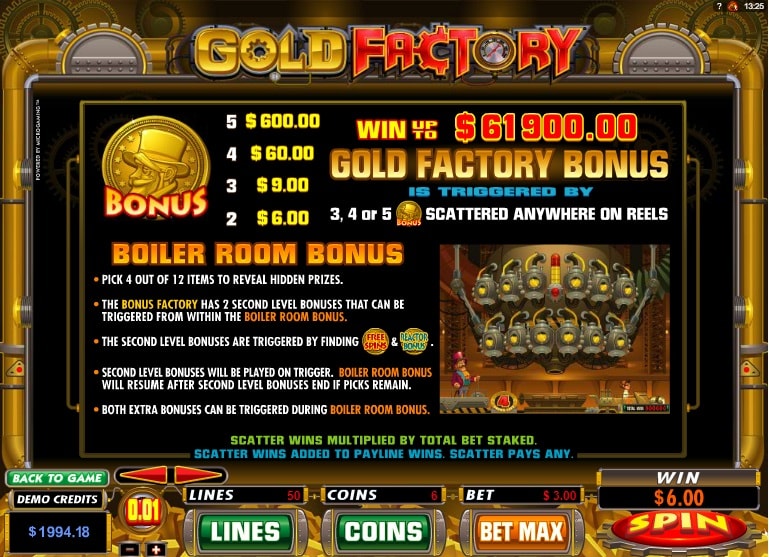 Бонусная игра в игровом автомате Gold Factory